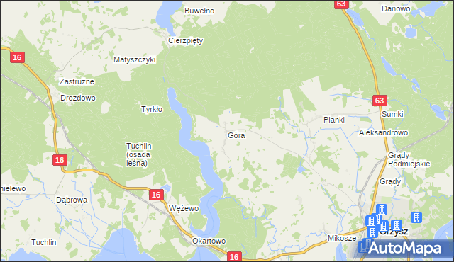 mapa Góra gmina Orzysz, Góra gmina Orzysz na mapie Targeo