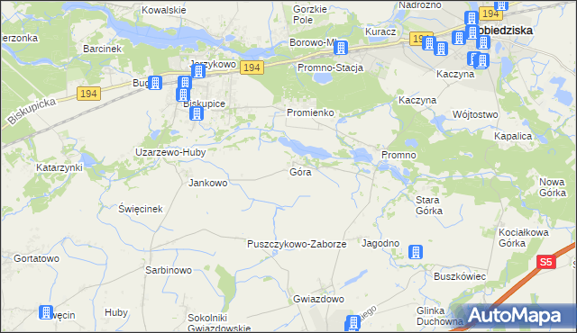 mapa Góra gmina Pobiedziska, Góra gmina Pobiedziska na mapie Targeo
