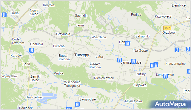 mapa Góra gmina Tuczępy, Góra gmina Tuczępy na mapie Targeo