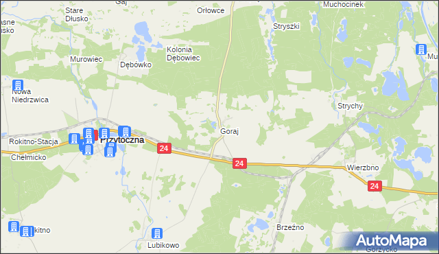 mapa Goraj gmina Przytoczna, Goraj gmina Przytoczna na mapie Targeo