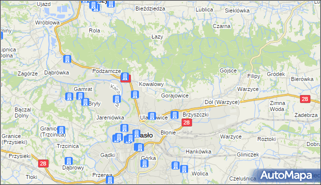 mapa Gorajowice, Gorajowice na mapie Targeo