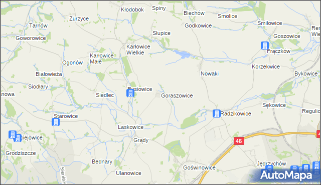 mapa Goraszowice, Goraszowice na mapie Targeo