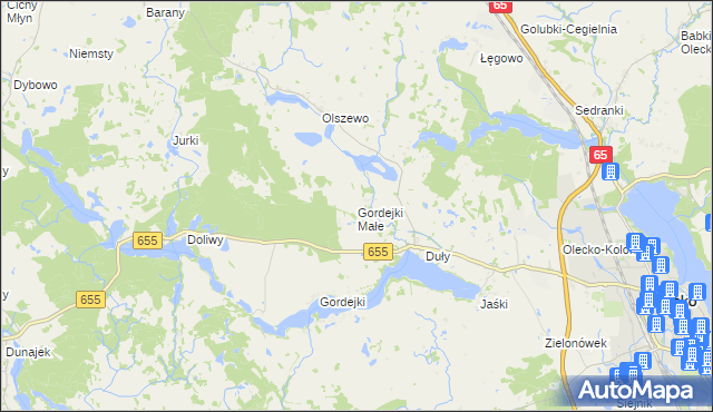 mapa Gordejki Małe, Gordejki Małe na mapie Targeo