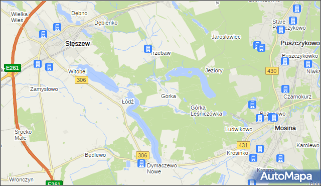 mapa Górka gmina Stęszew, Górka gmina Stęszew na mapie Targeo