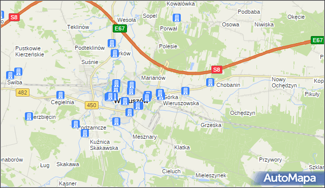 mapa Górka Wieruszowska, Górka Wieruszowska na mapie Targeo