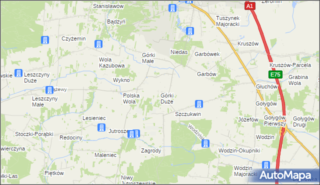 mapa Górki Duże gmina Tuszyn, Górki Duże gmina Tuszyn na mapie Targeo