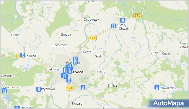 mapa Górki gmina Barwice, Górki gmina Barwice na mapie Targeo