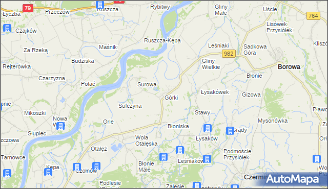 mapa Górki gmina Borowa, Górki gmina Borowa na mapie Targeo