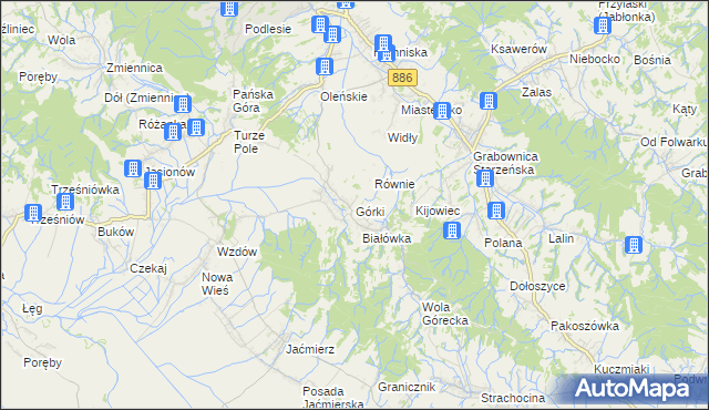 mapa Górki gmina Brzozów, Górki gmina Brzozów na mapie Targeo