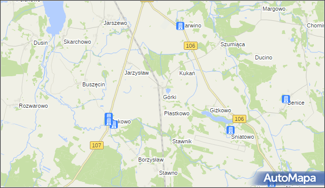 mapa Górki gmina Kamień Pomorski, Górki gmina Kamień Pomorski na mapie Targeo
