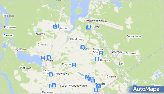 mapa Górki gmina Karsin, Górki gmina Karsin na mapie Targeo
