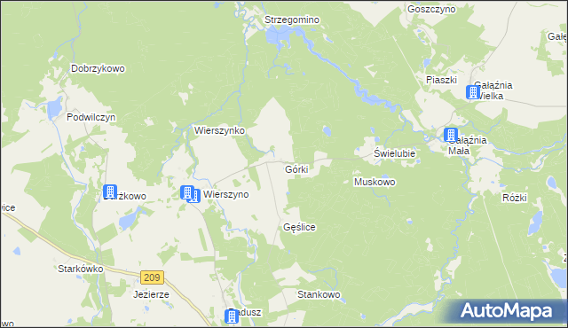 mapa Górki gmina Kołczygłowy, Górki gmina Kołczygłowy na mapie Targeo