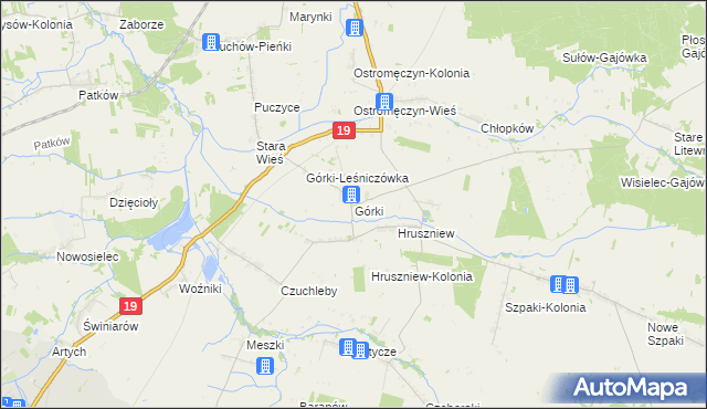 mapa Górki gmina Platerów, Górki gmina Platerów na mapie Targeo