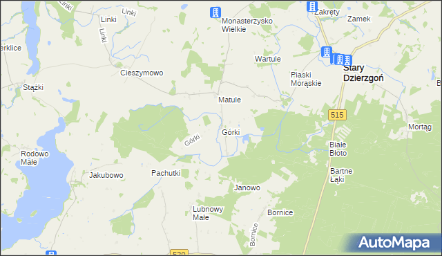 mapa Górki gmina Stary Dzierzgoń, Górki gmina Stary Dzierzgoń na mapie Targeo