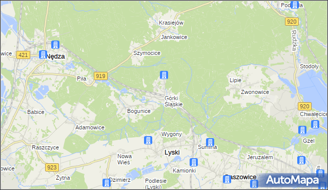 mapa Górki Śląskie, Górki Śląskie na mapie Targeo