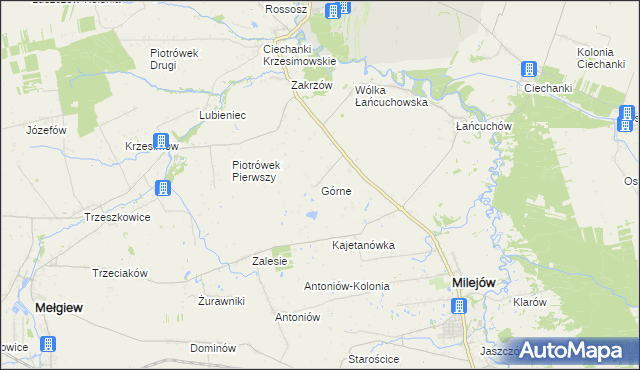 mapa Górne gmina Milejów, Górne gmina Milejów na mapie Targeo