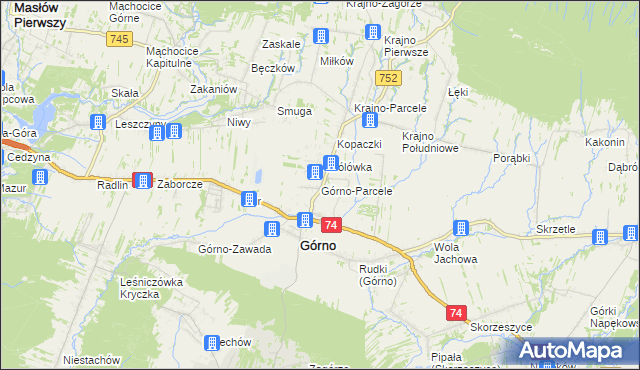 mapa Górno-Parcele, Górno-Parcele na mapie Targeo