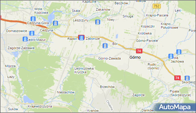 mapa Górno-Zawada, Górno-Zawada na mapie Targeo