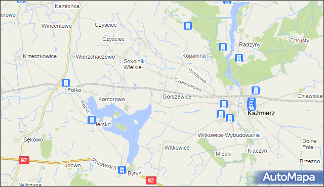 mapa Gorszewice, Gorszewice na mapie Targeo