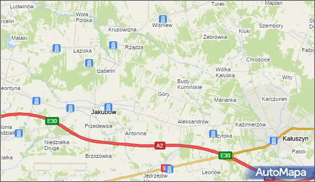 mapa Góry gmina Jakubów, Góry gmina Jakubów na mapie Targeo