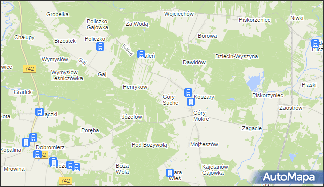 mapa Góry Suche, Góry Suche na mapie Targeo