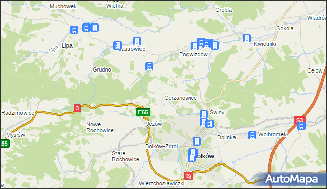 mapa Gorzanowice, Gorzanowice na mapie Targeo