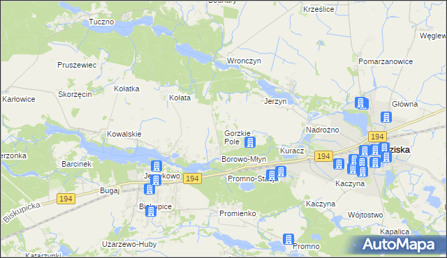 mapa Gorzkie Pole, Gorzkie Pole na mapie Targeo