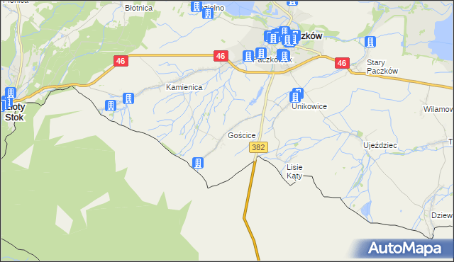 mapa Gościce, Gościce na mapie Targeo