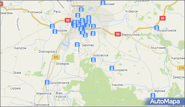 mapa Gościęcice, Gościęcice na mapie Targeo