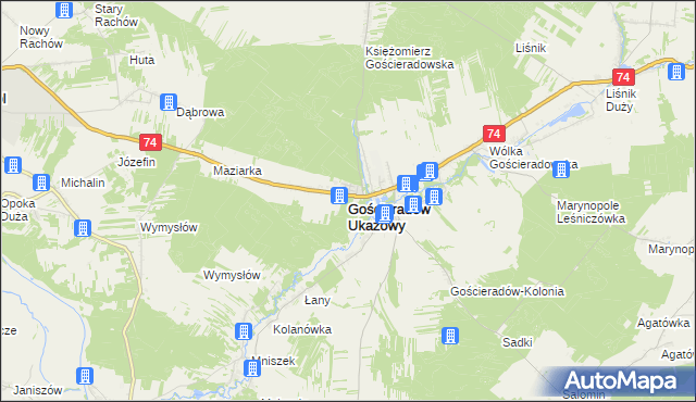 mapa Gościeradów Ukazowy, Gościeradów Ukazowy na mapie Targeo