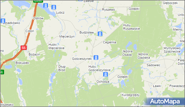 mapa Gościeszyn gmina Rogowo, Gościeszyn gmina Rogowo na mapie Targeo