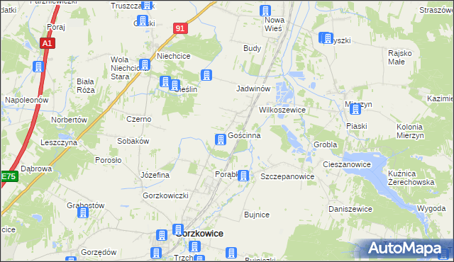 mapa Gościnna, Gościnna na mapie Targeo