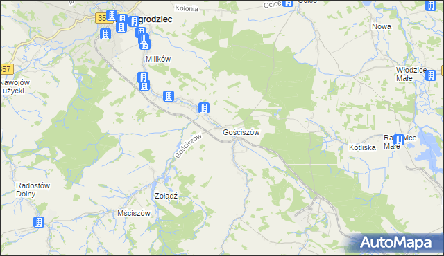 mapa Gościszów, Gościszów na mapie Targeo