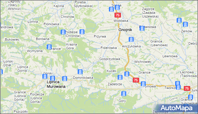 mapa Gosprzydowa, Gosprzydowa na mapie Targeo