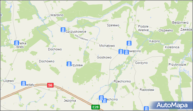 mapa Gostkowo gmina Główczyce, Gostkowo gmina Główczyce na mapie Targeo