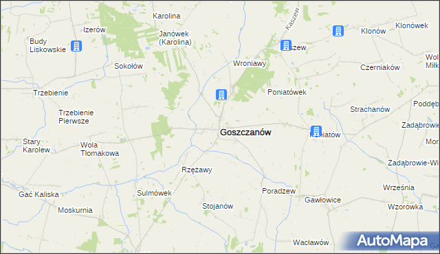 mapa Goszczanów, Goszczanów na mapie Targeo