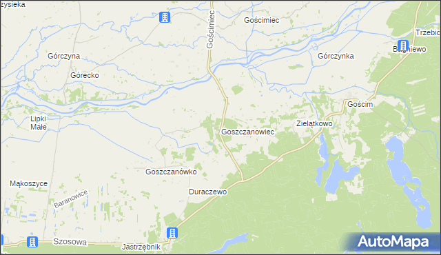 mapa Goszczanowiec, Goszczanowiec na mapie Targeo