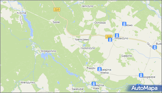 mapa Goszczyno gmina Dębnica Kaszubska, Goszczyno gmina Dębnica Kaszubska na mapie Targeo