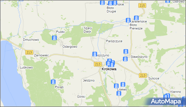 mapa Goszczyno gmina Krokowa, Goszczyno gmina Krokowa na mapie Targeo