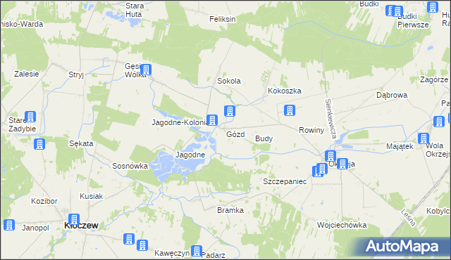 mapa Gózd gmina Kłoczew, Gózd gmina Kłoczew na mapie Targeo