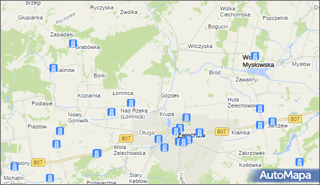 mapa Gózdek gmina Żelechów, Gózdek gmina Żelechów na mapie Targeo