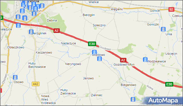 mapa Gozdowo gmina Września, Gozdowo gmina Września na mapie Targeo