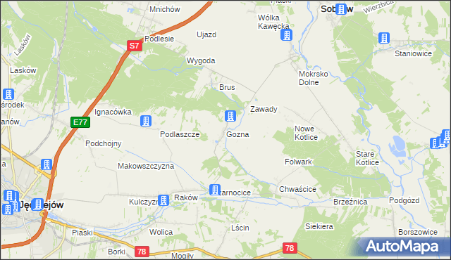 mapa Gozna, Gozna na mapie Targeo