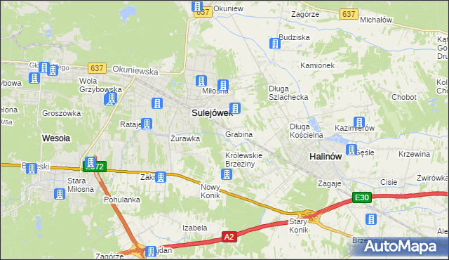mapa Grabina gmina Halinów, Grabina gmina Halinów na mapie Targeo
