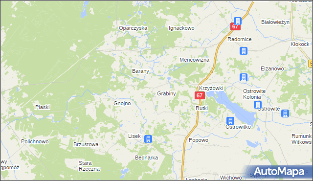 mapa Grabiny gmina Lipno, Grabiny gmina Lipno na mapie Targeo
