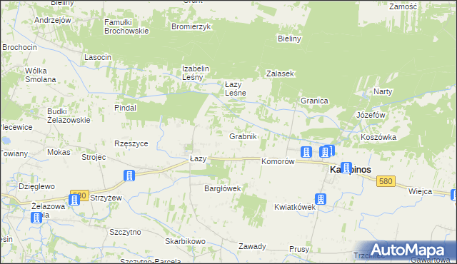 mapa Grabnik gmina Kampinos, Grabnik gmina Kampinos na mapie Targeo