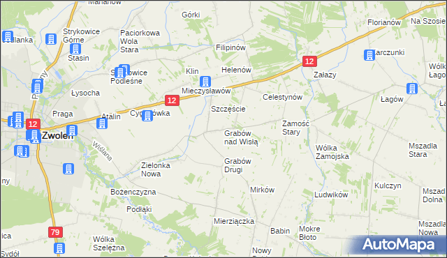 mapa Grabów nad Wisłą, Grabów nad Wisłą na mapie Targeo