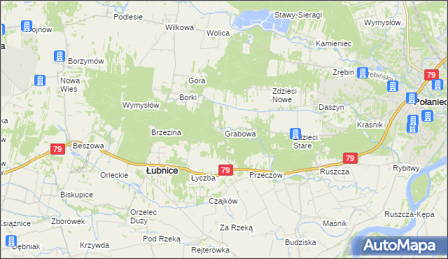 mapa Grabowa gmina Łubnice, Grabowa gmina Łubnice na mapie Targeo