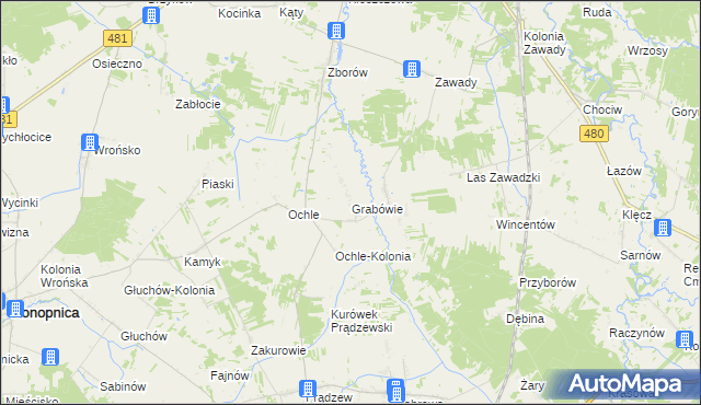 mapa Grabówie, Grabówie na mapie Targeo