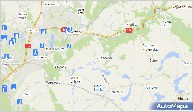 mapa Grabowiec gmina Grudziądz, Grabowiec gmina Grudziądz na mapie Targeo